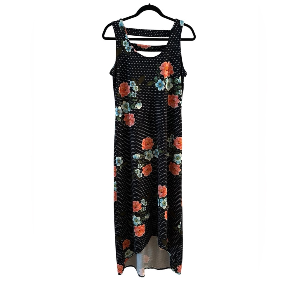 Nina Leonard High-Low Floral Sleeveless Maxi Dress Size Medium